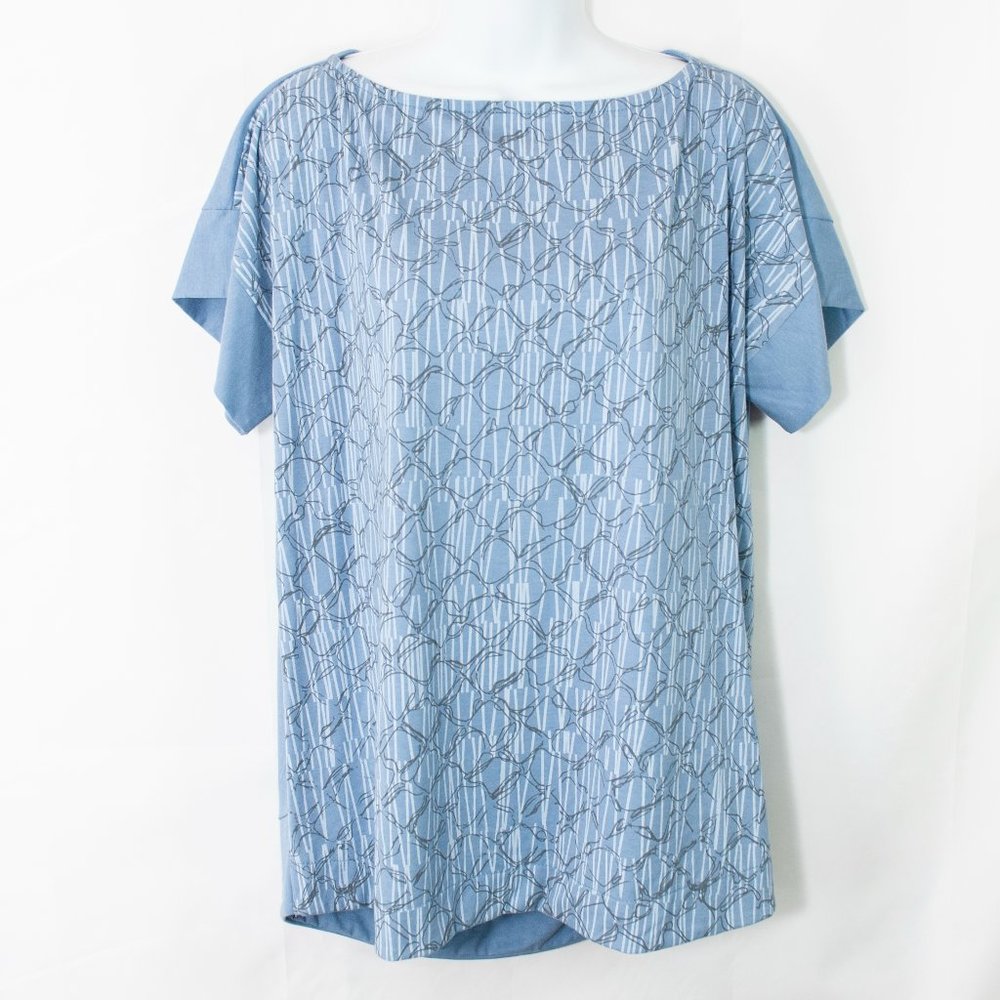 Nyah Knit Top Women XS Blue Gray Oversized Soft Casual Cozy Lounge T Shirt R08